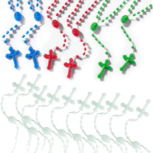 Luminous Plastic Rosary, 17'' - 18 Bead Set (12 Luminous, 2 Red, 2 Blue, 2 Green)