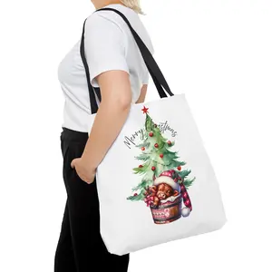Festive Christmas Tote Bag, Merry Christmas Shopping Bag, Holiday Gift Bag, Eco-Friendly Gift Tote, Seasonal Carry-All