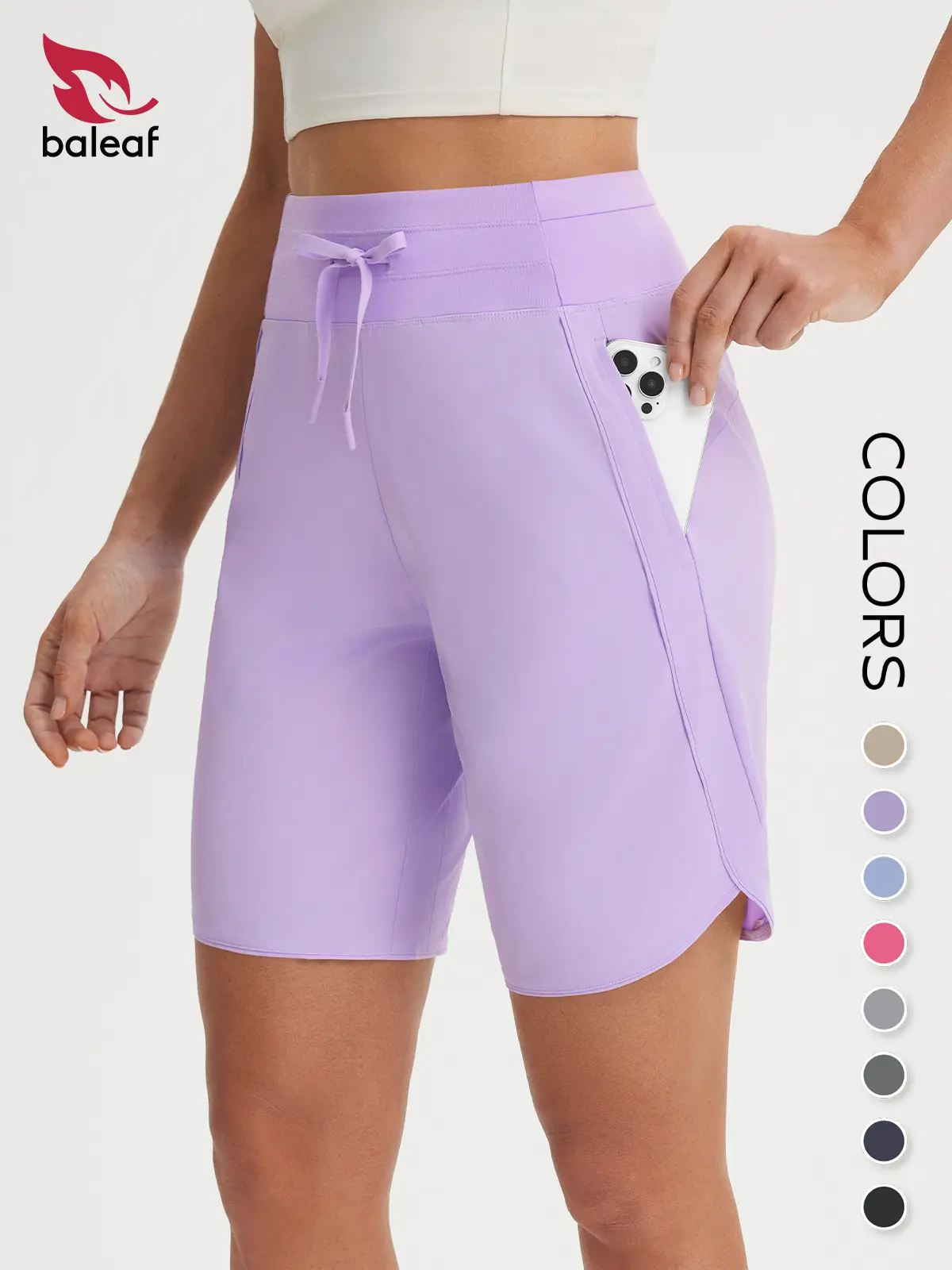 BALEAF Women's Bermuda Long Shorts with Pockets 9" High Waisted Quick Dry Athletic Knee Length Shorts Lightweight Comfy UPF 50+ Sun Protection Active Shorts for Walking Hiking Gym Travel Outdoor Summer Casual Teacher Daily Wear Multi-Purpose Female su