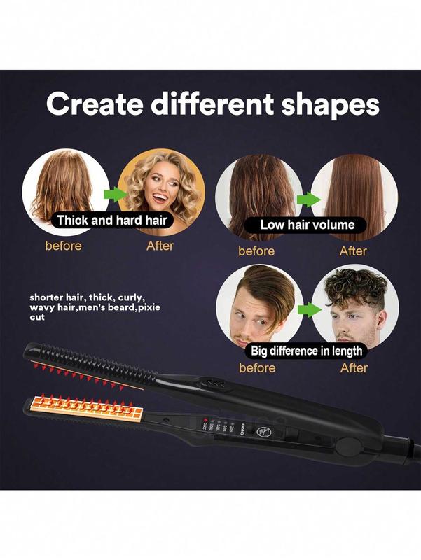 【Renhui】Professional Adjustable Hair Straightener, US Plug LCD Display Hair Straightening Flat Iron Hair Styling Tool for Salon & Barber Shop, Winter Gift