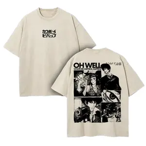 Retro Vintage Cowboy Bebop Anime Double Printed  Washed T-shirt Unisex Mineral Anime Manga Washed Heavy Cotton T-shirt, Gift For Anime Fan Lover Cotton T-Shirt Vintage Washed Finish | Unisex Fit  humor graphic tee