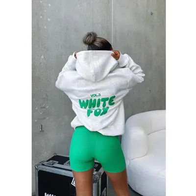 White Fox Hoodie Gray And Pink White Fox Gray And Pink TikTok Shop