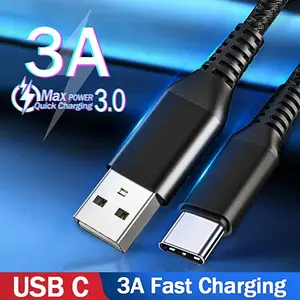 USB Type C Cable, USB a to USB C 3a 36w Fast Charging Braided Charge Cord, Cellphone Compatible with iPhone 15 16 Pro Max, Samsung Galaxy, Moto Z2 Z3