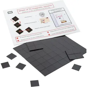 Magnetic Squares, 1 Tape Sheet of 70 Magnetic Squares (Each 20x20x2mm), Magnet on one Side, Self Adhesive on The Other Side. Perfect for Fridge Organisation, Art Project, Vision Board