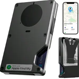 Air Wallet - Smart Wallet, Minimalist Wallet With Built In Airtag Chip, Rfid Blocking Credit Card Holder, Slim Wallet , Compatible With Apple Find, Detachable Money Clip