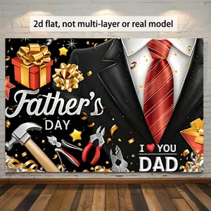 Happy Fathers Day Tools Backdrop Festive Celebration Theme Tapestry Wall Hanging Photography Background for Family Gathering BBQ Party Home Room Decor