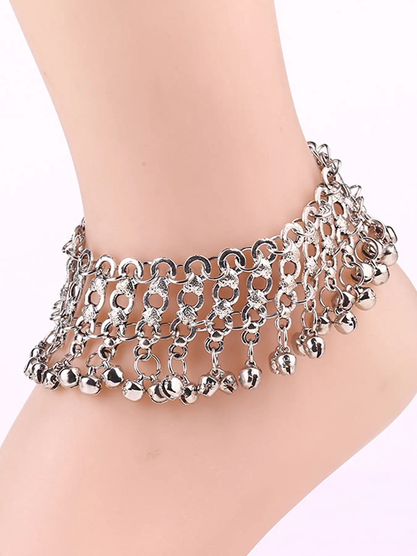 Chunky Anklet With Bell Shape Pendant Boho Vintage Style Ankle Bracelet For Women Foot Jewelry 1 Pcs