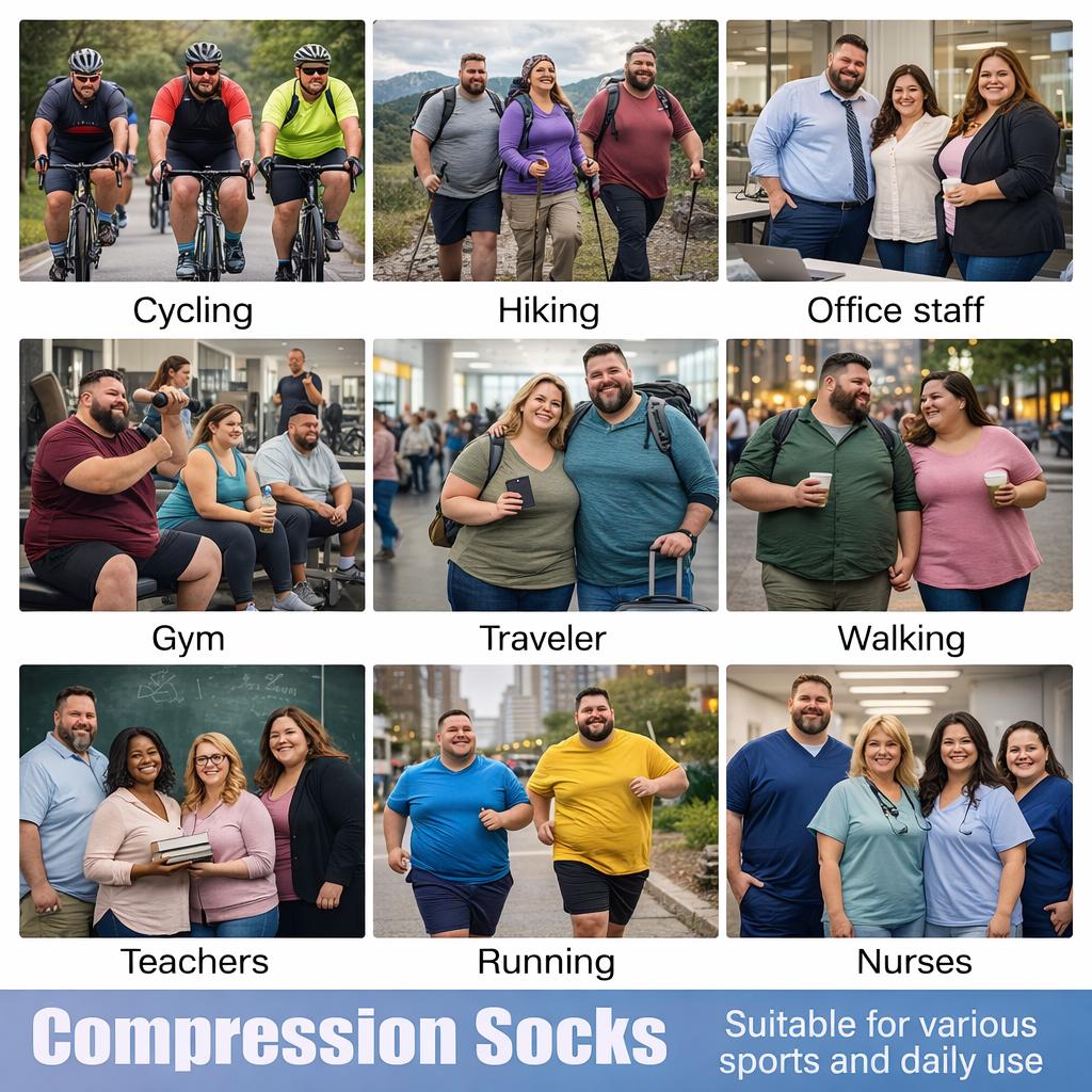 STANDWAY 4 Pairs Compression Socks for Men & Women, Wide Calf and Below-the-Knee Design, Promotes Circulation - Ideal for Running and All Sports.