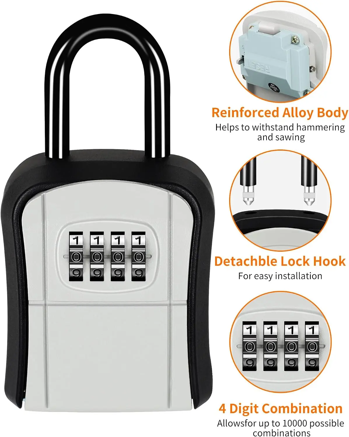 Portable Key Lock Box, Key Holder Safe Security Lock Box for Indoor, Outdoor, Garage, Garden, Store