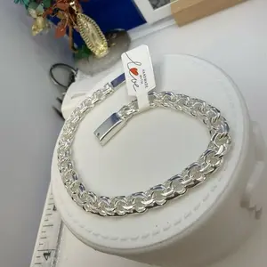 925 sterling silver chino link bracelet 7” solid Pulcera de plata Mexicana 7”