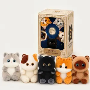 IVETTO Mystery Cat Plush Keychain, Blind Box Stuffed Animal Charm, Cute Bag Accessory and Desk Buddy Gift for Cat Lovers