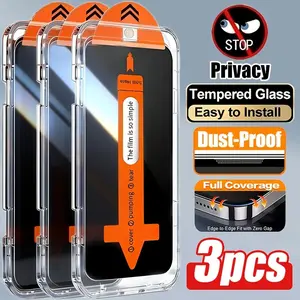 3 Pcs Oleophobic Coating Privacy Screen Protector, Dust-Free, Easy Installation, 9h Hardness, Anti-Spy Tempered Glass for iPhone Series