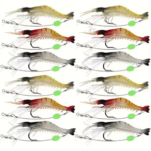 Pack Of 12 Soft Shrimp Lure Set - Silicone Fishing Baits,Durable & Effective for Freshwater and Saltwater Fishing, Perfect for Catching Fish, Pike, Bass, Walleye, and Trout, Fishing Tackle, Fishing Accessorie summervibes