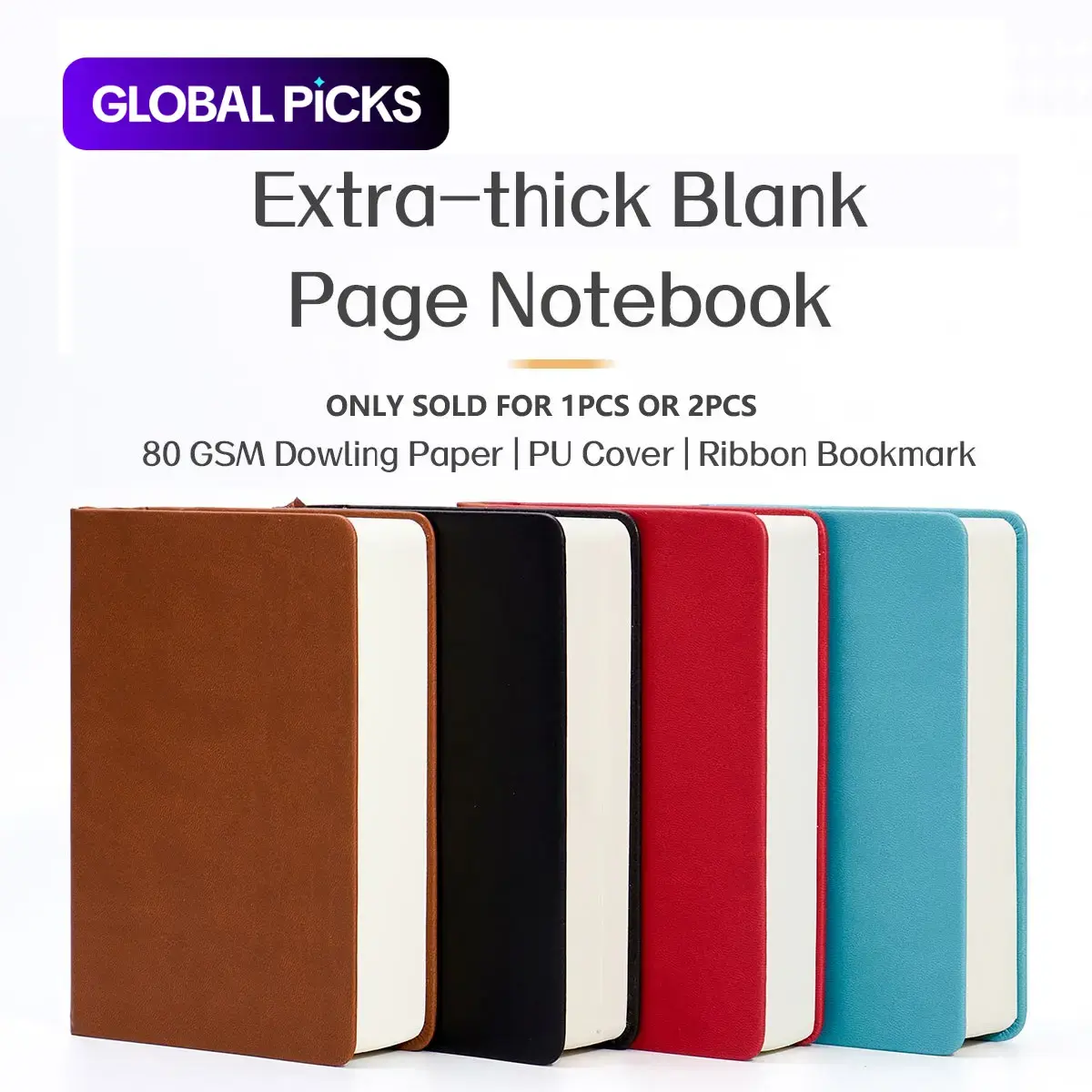 660-Page Blank Paper Notebook, 1/2 Counts Solid-Color Portable Craft Sketchbooks, Extra-Thick Soft Leather Notebook for Painting, School & Home Use, Office Supplies #GLOBAL PICKS