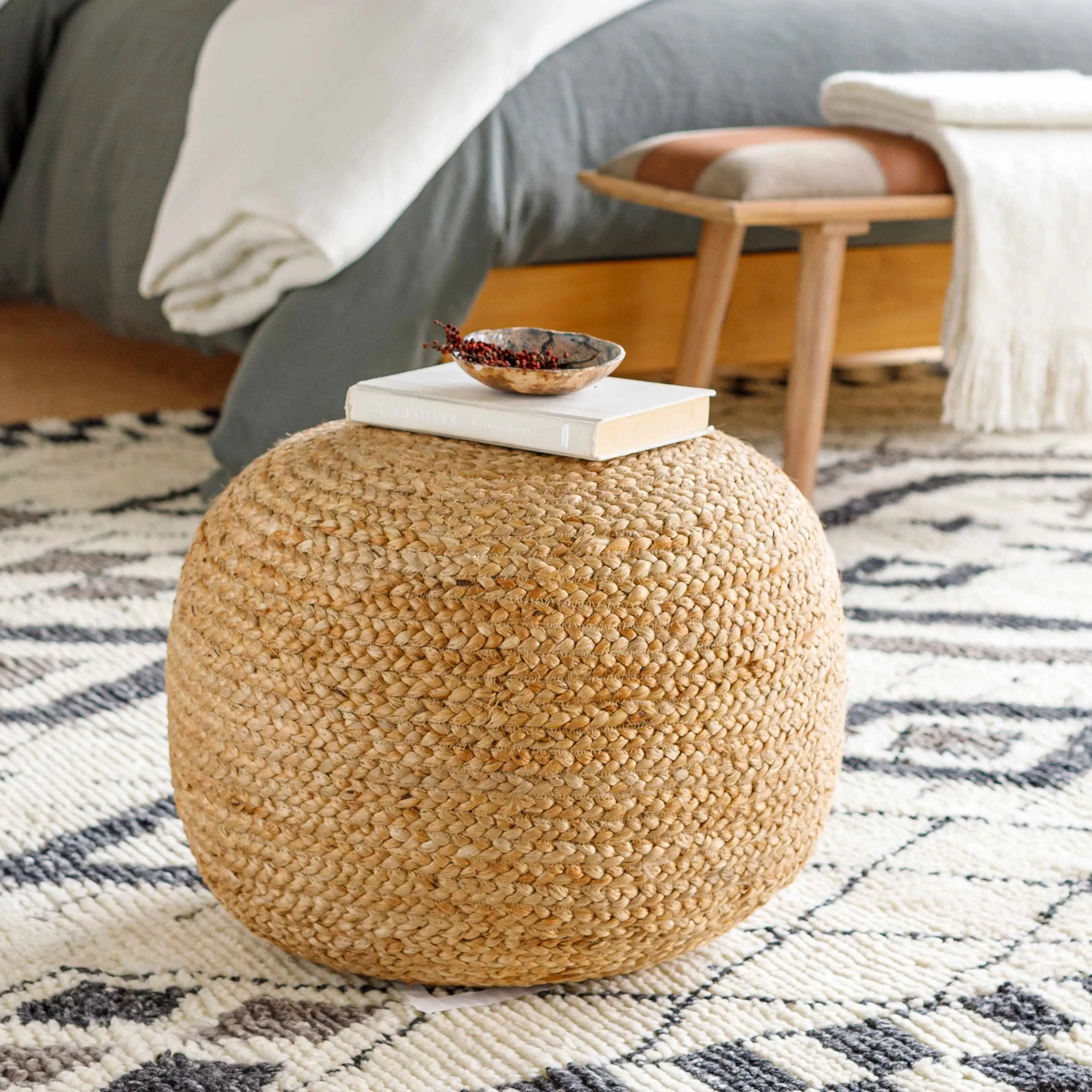 Kaumakani Woven Jute Round Pouf