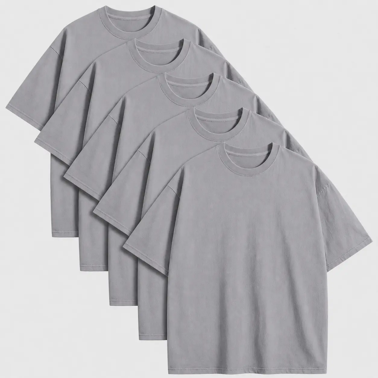 Men's 5-Pack 100% Cotton Classic Solid White Oversized Crew Neck Short-Sleeve Menswear T-Shirts - Heavyweight Blank Casual Layer Tops, Father's Day Gift Canvas Tees