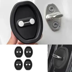 4 Piece Car Door Lock Silicone Covers, Silent Vehicle Pad Stable External Accessories, Noise Reduction Protection Silicone Guard