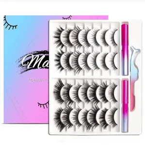 Magnetic Eyelashes Kit, Long Lasting and Reusable Magnetic lashes Natural Look, 14 Pairs False Eyelashes with Magnetic Eyeliner & Tweezers, Easy to Wear, No Glue Needed (14 Pairs)