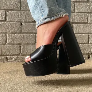 Women's Black High Platform Stiletto Heel Sandals - Grecia - Walking Shoes