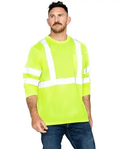 Hawx Men's Hi-Vis Reflective Long Sleeve Work Tee Big And Tall - Hhv104x-Ylw