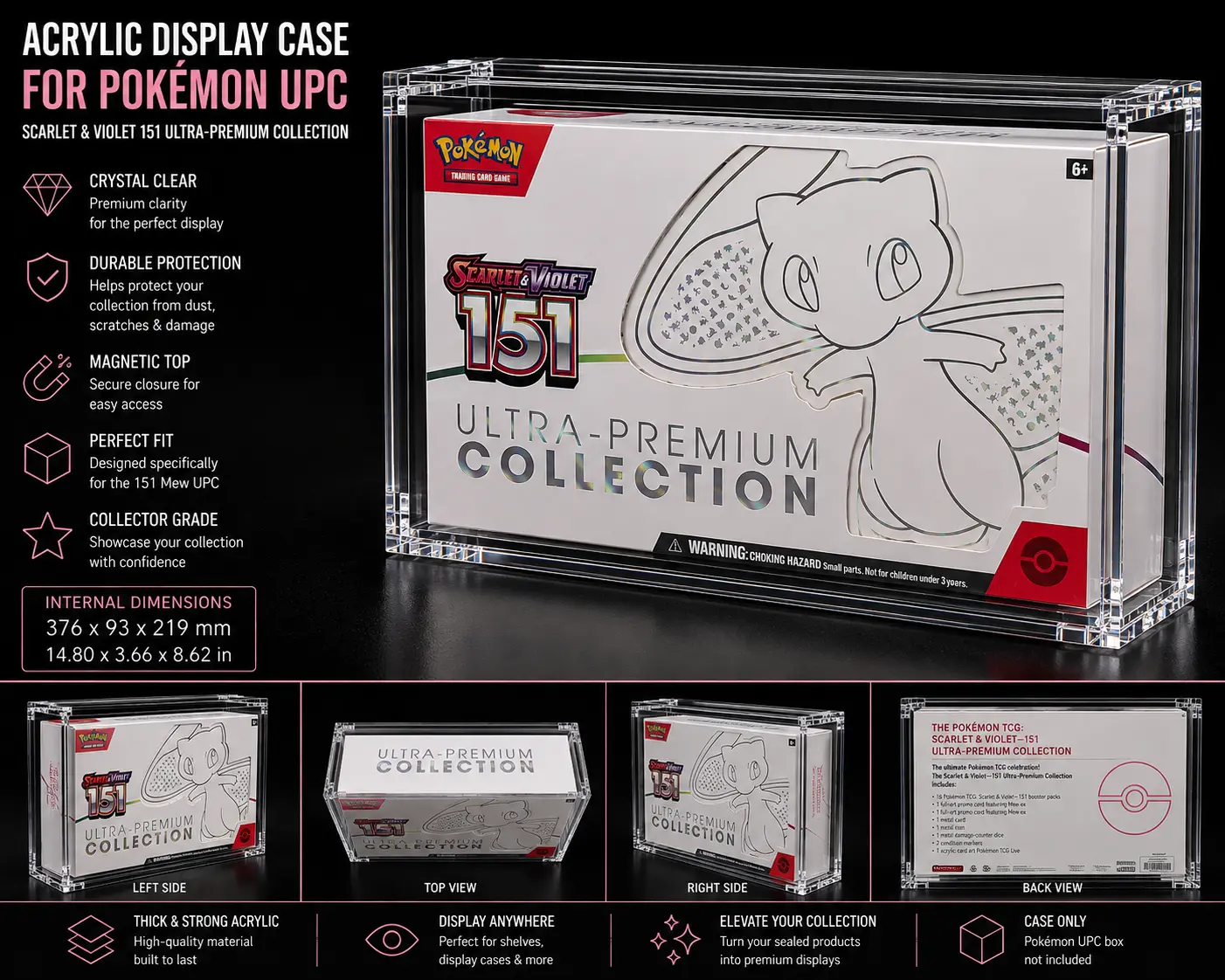 Pokemon 151 Mew UPC Acrylic Display Case Protector Ultra Premium Collection