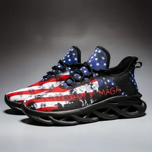 [New Lightweight Shock Absorption Shoes] Independence Day 2024 New Print Lightweight Shock Absorption Tough and Breathable Running Shoes for Men - Soft Sole Mesh Fabric