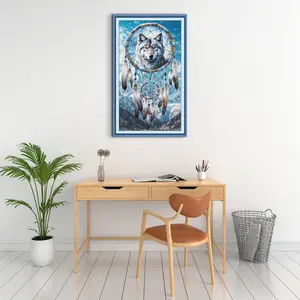 11CT Full Cotton Thread DIY Cross Stitch Embroidery Kit - Wolf Motif, Pre-Printed Design, 40x70cm