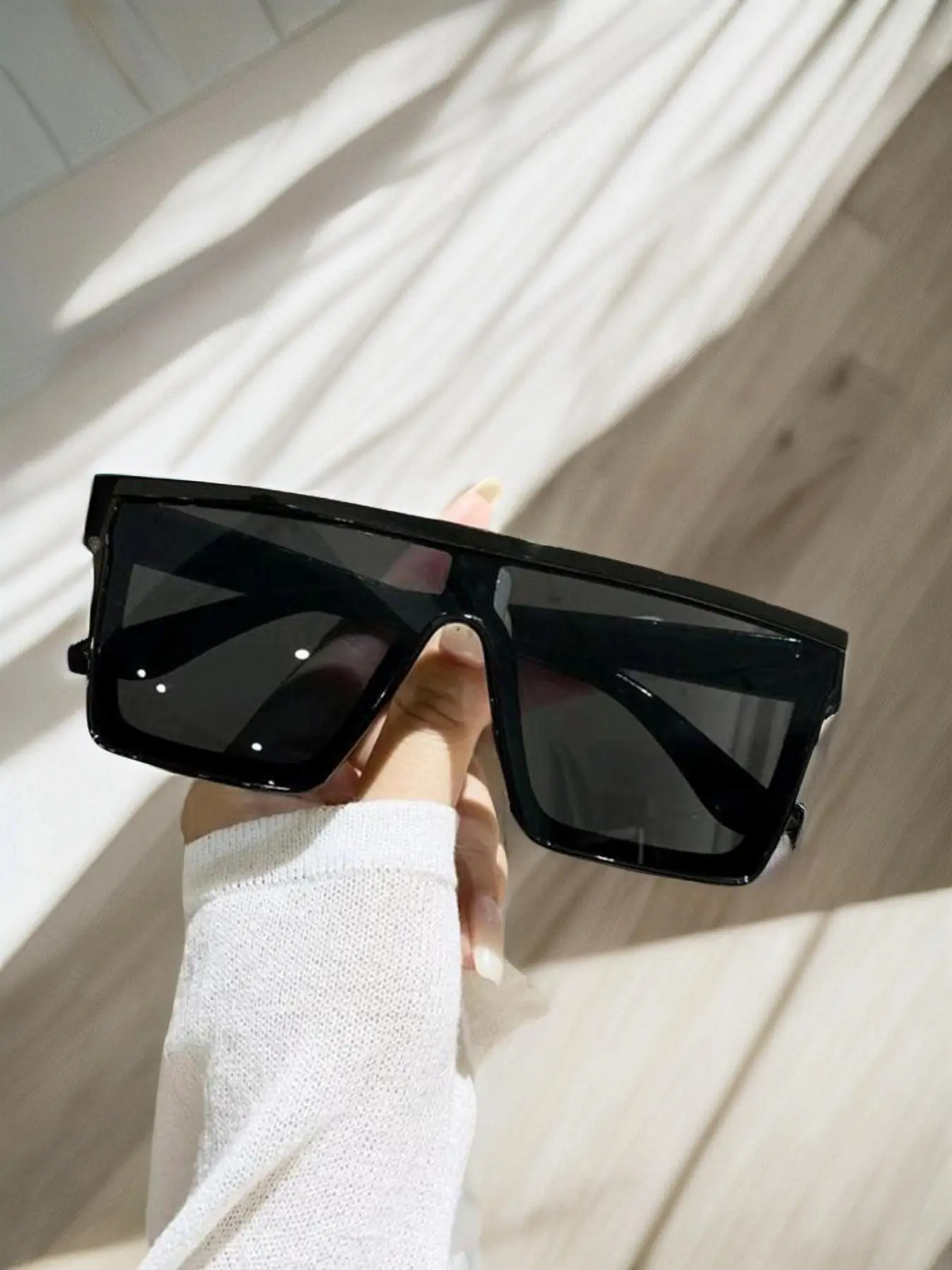 1 Pair Simple Trendy One Piece Flat Top Sunglasses for Everyday Use, Summer Spring Trendy Square Frame Fashion Sunglasses, Travel Accessories