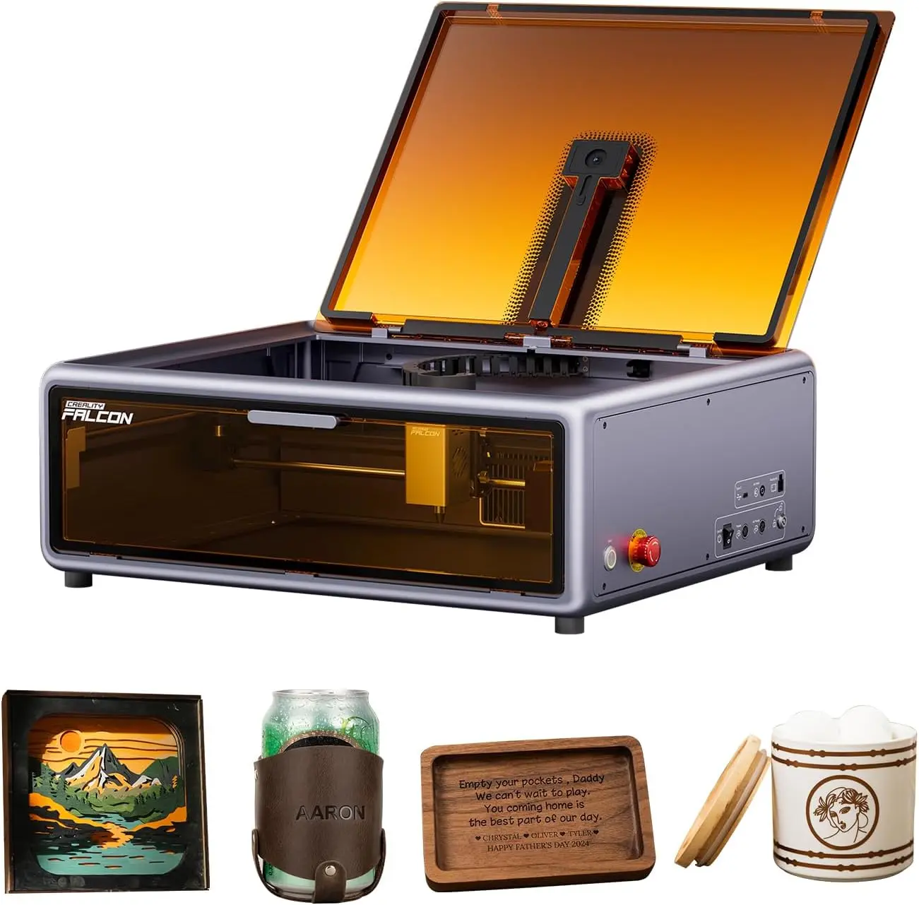 Creality Falcon A1 10W Diode Laser Engraver and Cutter, 80W Powerful Output, Fully Enclosed, 600mm/s Speed, HD Camera Auto Positioning, Pre-Assembled&Smart Material Recognition, Ideal for Wood & Metal, Class 1 Safety