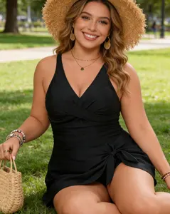 Plus Size Solid V-Neck Tankini Set victoria secret  swimsuit