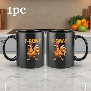 1pc 11oz "F-CAW-F" Coffee Cups & Mugs, Portable Drinkware, Portable and Durable, Perfect for Coffee and Tea Lovers, Ideal for Outdoor Camping, Picnics, Travel, Great Gift