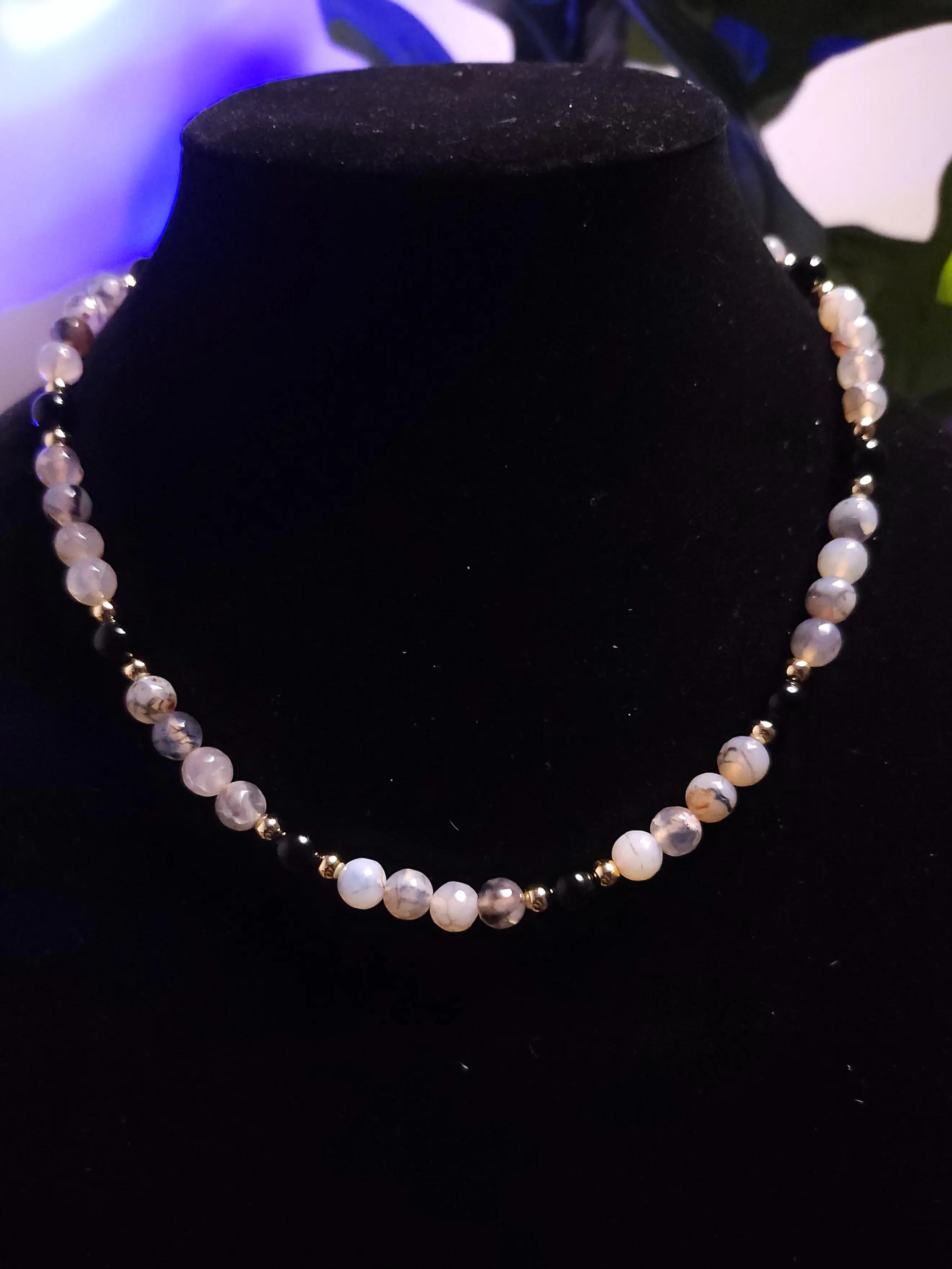 Black Rutilated Quartz Crystal Beaded Necklace