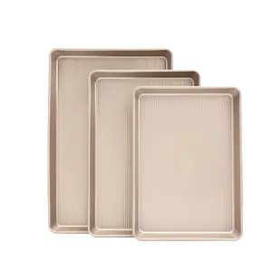 [ Valentine's Day gifts ] Baking Sheet Pan Set of 3 Commercial Cookie Sheets Nonstick Half Quarter Jelly Roll Pans Replacement Toaster Oven Tray Heavy Duty Easy Clean