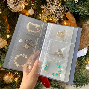 84-Slot Multipurpose Plastic Jewelry Storage Book, Jewelry Storage Box with 20 Clear Pockets, Antioxidant Zipper Seals, Ideal for Earrings, Rings, Necklaces, High-Capacity Display Organizer for Travel, Album Cards, Photos, and Postcards