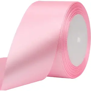 Pink Solid Satin Ribbon 2 Inch 25 Yards Polyester Fabric Ribbon for Gift Wrapping Wedding Christmas Baby Shower Birthday Party Decoration Handmade Immortal Flower Craft