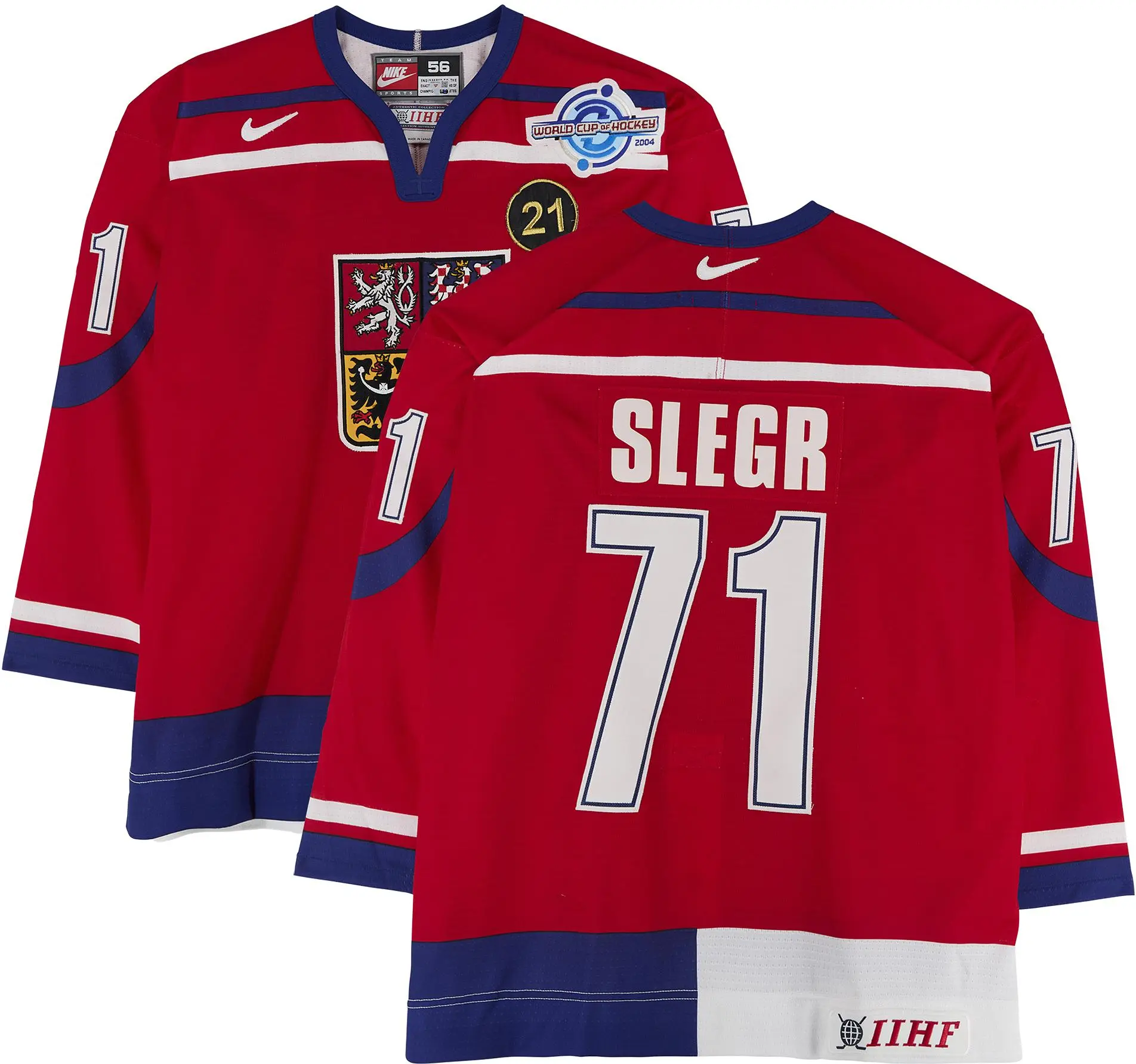 Jiri Slegr Team Czech Republic Game-Used #71 Red Jersey vs. Team Germany on September 3, 2004 - Fanatics Authentic Certified