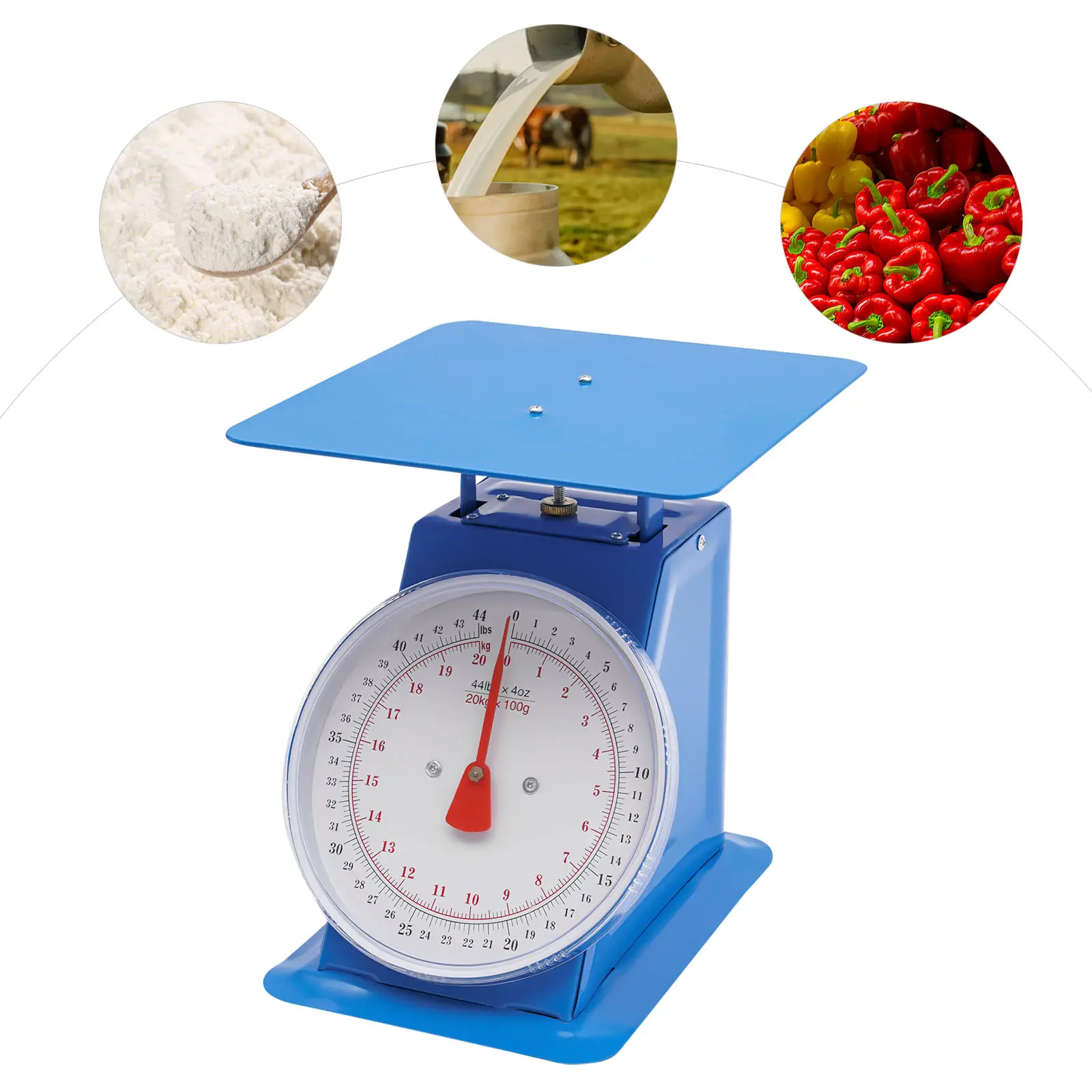 Portable Industrial Tabletop Mount Spring Balance Scale - Heavy-Duty Hardware Hand Tools, 44lbs Capacity, 25x25cm Iron Pan, 0.22lb Precision, Dual kg/lb Readout, Easy-to-Read, Battery-Free, Ideal for Restaurants & Bakeries, Ideal For Bakeries And Shops