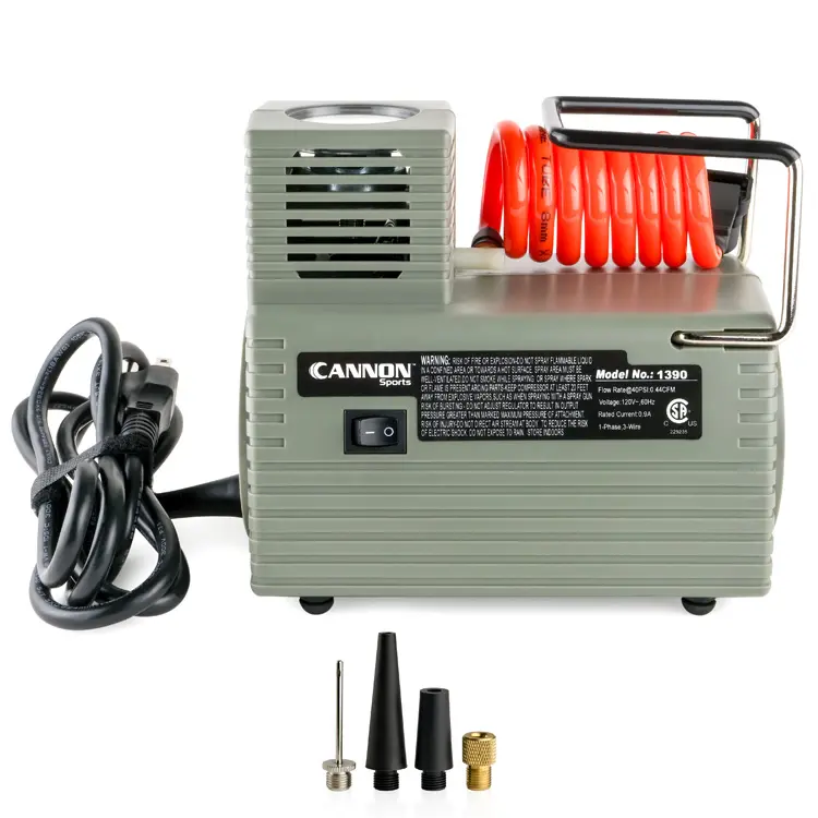 Cannon Sports Electric Ball Inflator Pump with Pressure Gauge – Powerful 1/8 HP Oil-Less Compressor, Inflates Balls, Exercise Balls, Tires, Pool Floats, Air Mattresses, and more