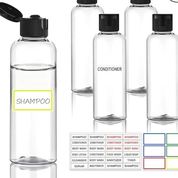 5 Pack 3.4 oz Travel Bottles for Toiletries, TSA Approved Leak Proof Refillable Travel Size Containers, Clear Plastic Shampoo Bottles for Lotion Conditioner