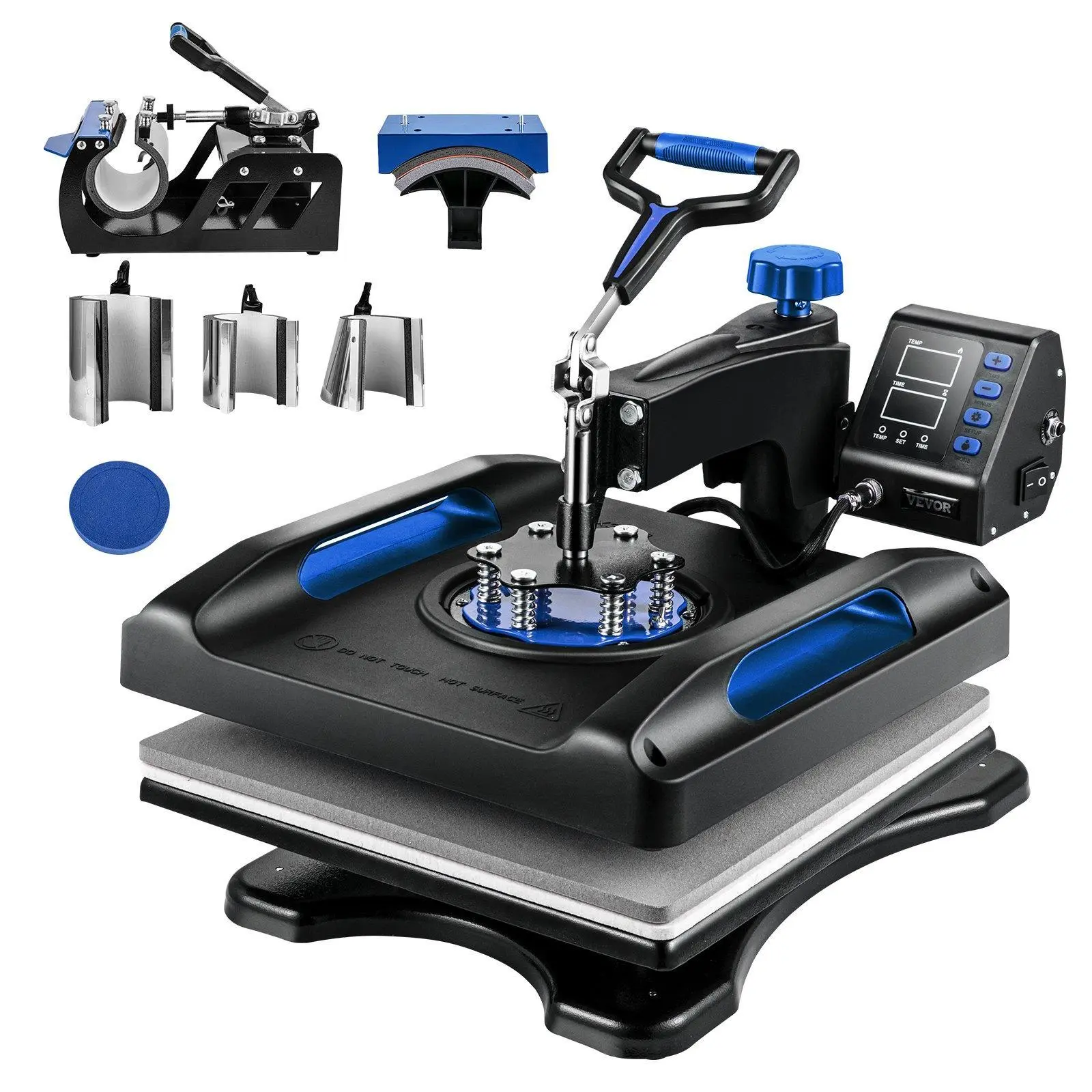【Summerfinds】VEVOR Heat Press Machine 15 x 15 Inch 8 in 1 Heat Press 800W Sublimation Machine 360° Rotation Swing Away 8 in 1 Shirt Printing Machine Dual-Tube Heating for DIY T-Shirts Cap & Mugs