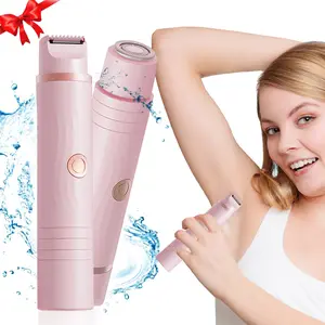 Ladies-Only Bikini Trimmer, Rechargeable 2-in-1 Body and Face Hair Remover Electric Shaver and Razor