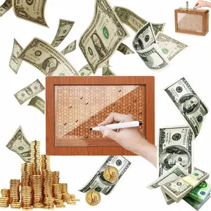 Wooden Cash Saving Box, Piggybank, 1/20pcs Cash SavingChallenge Money Organizer Box, Gift for Friends, WoodenSavings Box #GLOBAL PICKS