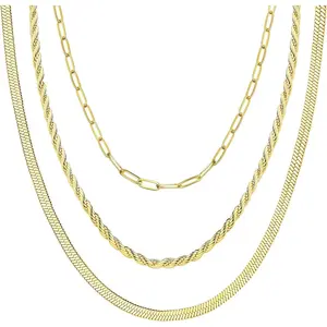 Cassieca 3 s Stainless Steel Necklaces for Women Adjustable Layered Necklaces Set Stackable Choker Necklace Bead Boho Necklaces Initial Stainless Steel Necklace Chain Silver Necklaces for Women Girls Daily Men's Accessories