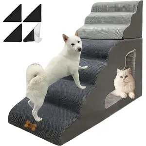 7-Step  Stairs for 36 Inch High Beds Small Dogs, Pet Ramp Stairs 20-42 Inch Couch Bed, Non-Slip Balanced Stairs 75lbs for Small Old Large Dogs Cats to Get on Bed