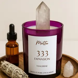 Metta 333 Angel Number Expansion Candle Scented with Tangerine Blossom - Absolute Pure Love & Magic Aromatherapy Candle