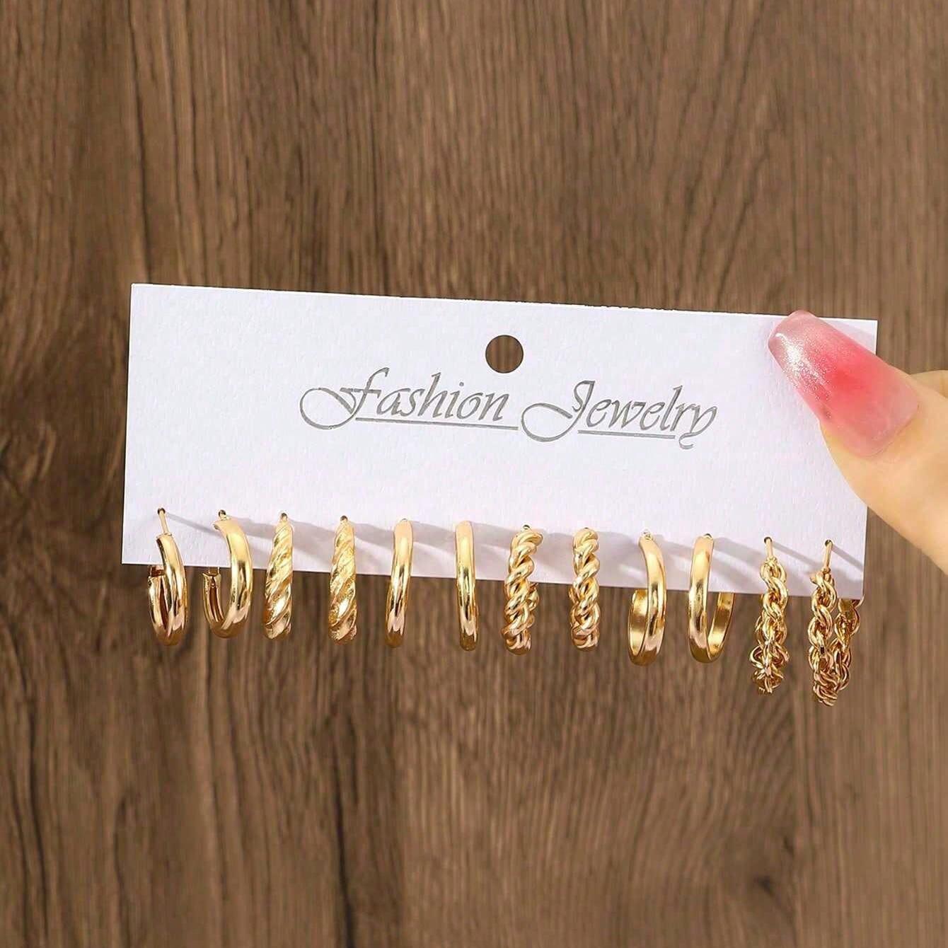 24-Pair Gold and Silver Earring Set, Women's Chunky Earrings Multi-Piece Set, Lightweight Twisted Pearl Earring Set, Suitable for Girls' Everyday Outings, Parties, and Holiday Gifts, Stylish Accessories bohemian jewelry