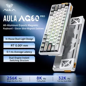 Aula Ag60pro Gaming Keyboard, Wired Plug-And-Play, 61 Keys, High-Performance Magnetic Axes, RGB Lights, 8k Response Rate, PC Laptop Compatible, Gaming Accessory