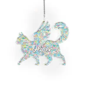Cat Memorial Suncatcher Ornament – Personalized Acrylic Pet Loss Gift with Custom Cat Shape – Sympathy Remembrance Gift for Cat Mom or Dad