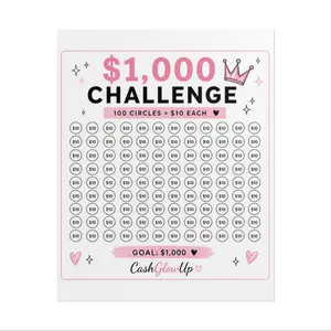 1,000 Challenge Rolled Poster | Savings Tracker, 100 Circles Chart