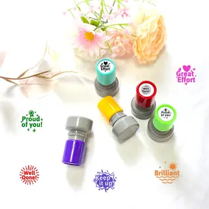 5 Stamp Self-Inking Teacher Stamp Set, Multi-Color Classroom Encouragement Stamps for Grading Homework, Student Feedback, Motivational Office Supplies